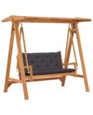 Balancelle avec coussin anthracite 170 cm Bois de teck solide | Mobilier & Déco