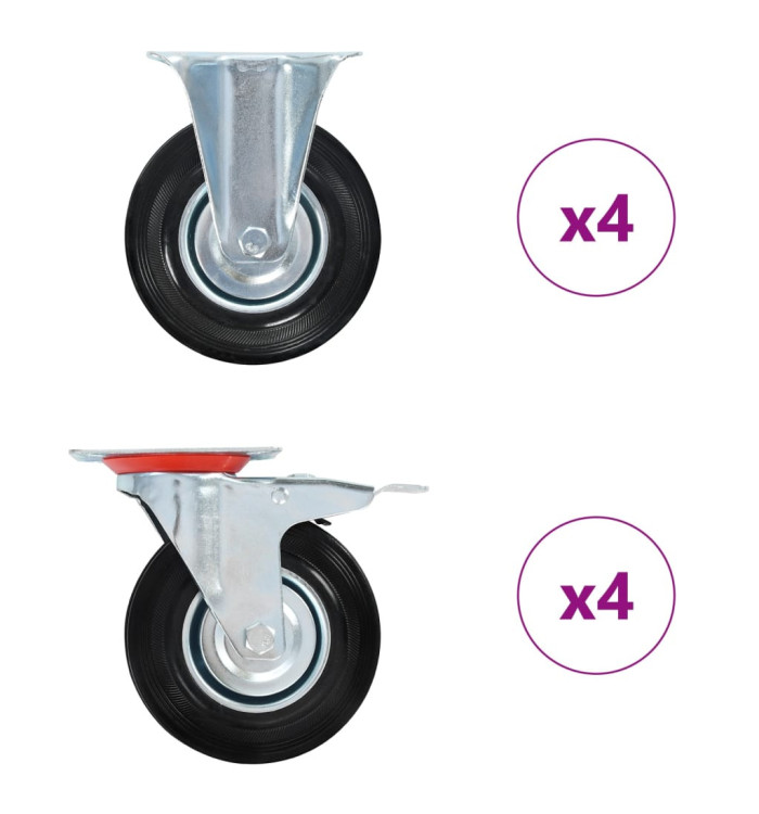 8 pcs Roulettes 125 mm | Mobilier & Déco
