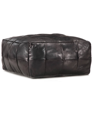 Pouf 60 x 60 x 30 cm Noir Cuir véritable de chèvre | Mobilier & Déco