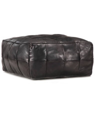 Pouf 60 x 60 x 30 cm Noir Cuir véritable de chèvre | Mobilier & Déco