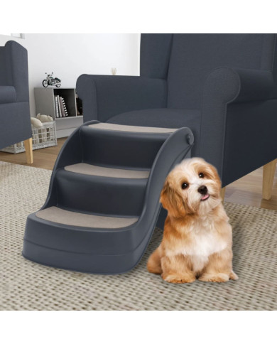 Escalier pliable à 3 marches pour chiens Gris foncé | Mobilier & Déco