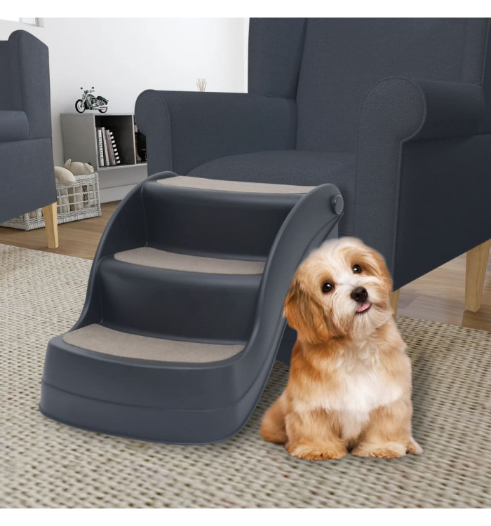 Escalier pliable à 3 marches pour chiens Gris foncé | Mobilier & Déco