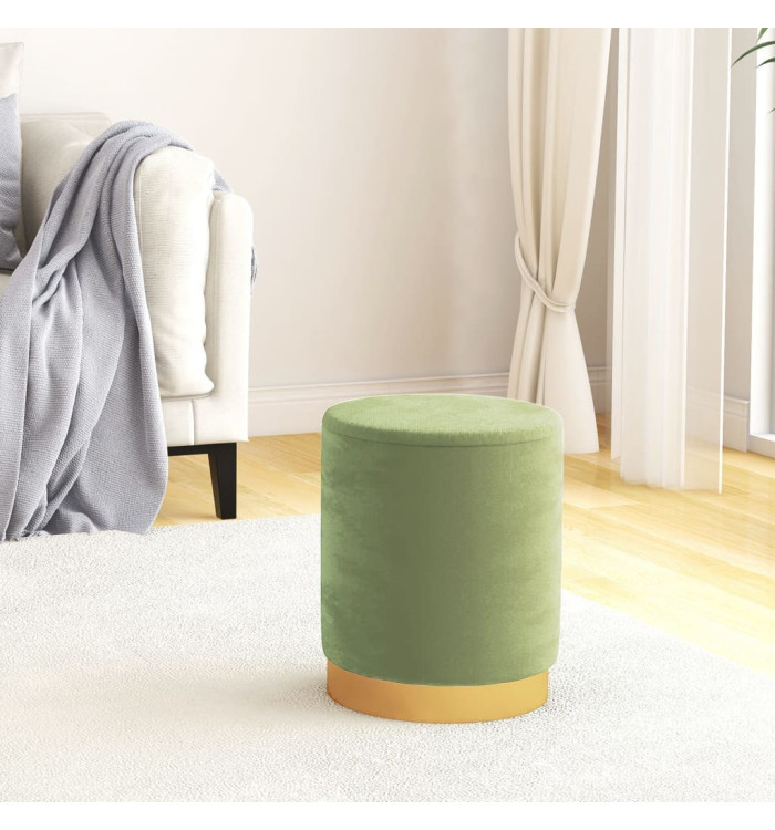 Tabouret de rangement rond Vert moutarde Velours | Mobilier & Déco