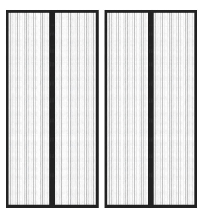 Rideaux de porte anti-insectes 2 pcs et aimants noir 220x110 cm | Mobilier & Déco