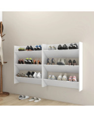 Armoires à chaussures murales 2 pcs Blanc 80x18x90 cm Aggloméré | Mobilier & Déco