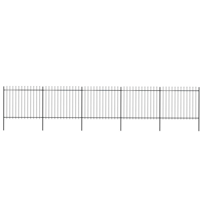 Clôture de jardin avec dessus en lance Acier 8,5 x 1,5 m Noir | Mobilier & Déco