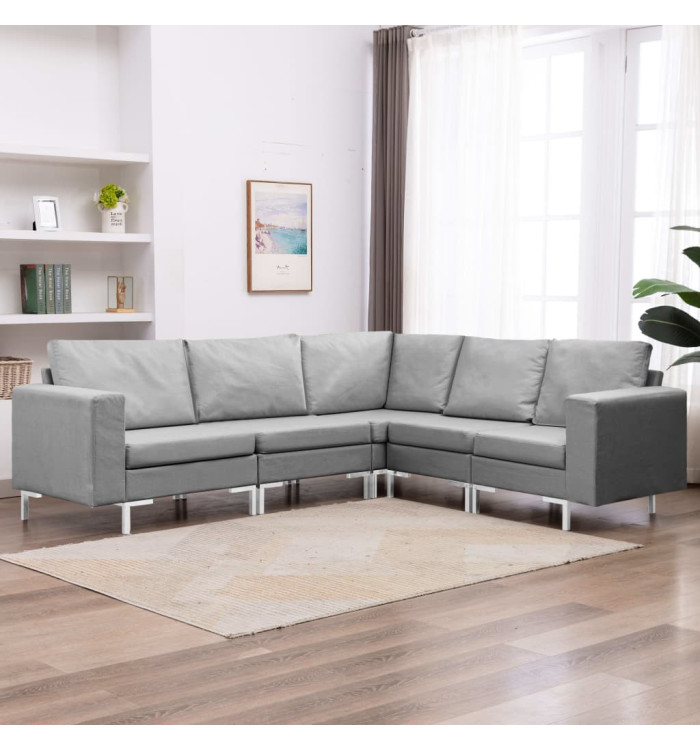 Ensemble de canapés 5 pcs tissu gris clair | Mobilier & Déco