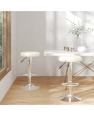 Tabourets de bar lot de 2 crème similicuir | Mobilier & Déco