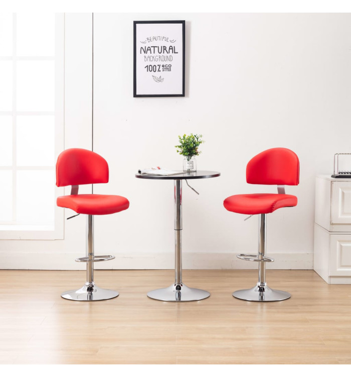 Tabourets de bar lot de 2 rouge similicuir | Mobilier & Déco