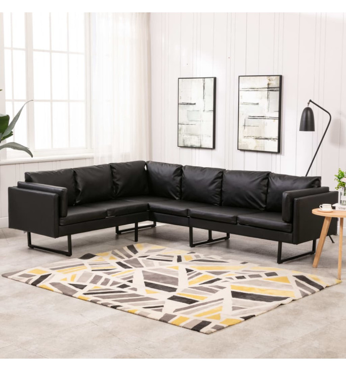Canapé d'angle Similicuir Noir | Mobilier & Déco