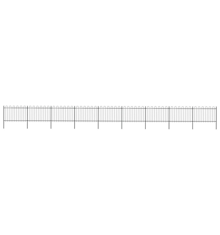 Clôture de jardin avec dessus en cerceau Acier 15,3x1,2 m Noir | Mobilier & Déco
