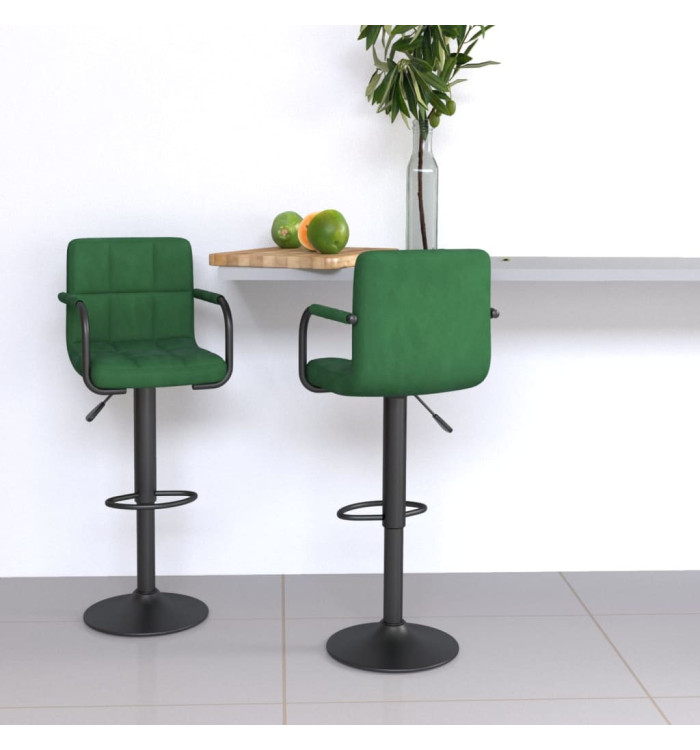 Tabourets de bar lot de 2 vert foncé velours | Mobilier & Déco