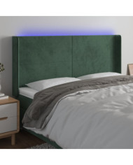 Tête de lit à LED Vert foncé 203x16x118/128 cm Velours | Mobilier & Déco