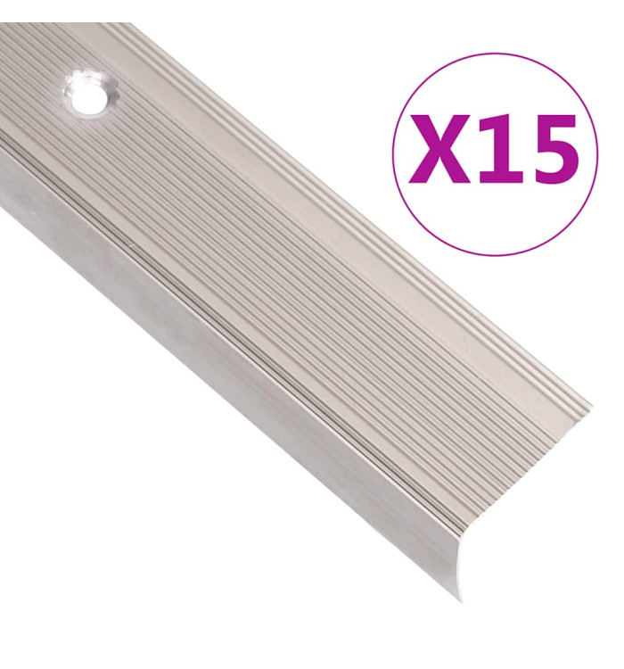 Nez de marche forme en L 15 pcs aluminium 90 cm champagne | Mobilier & Déco