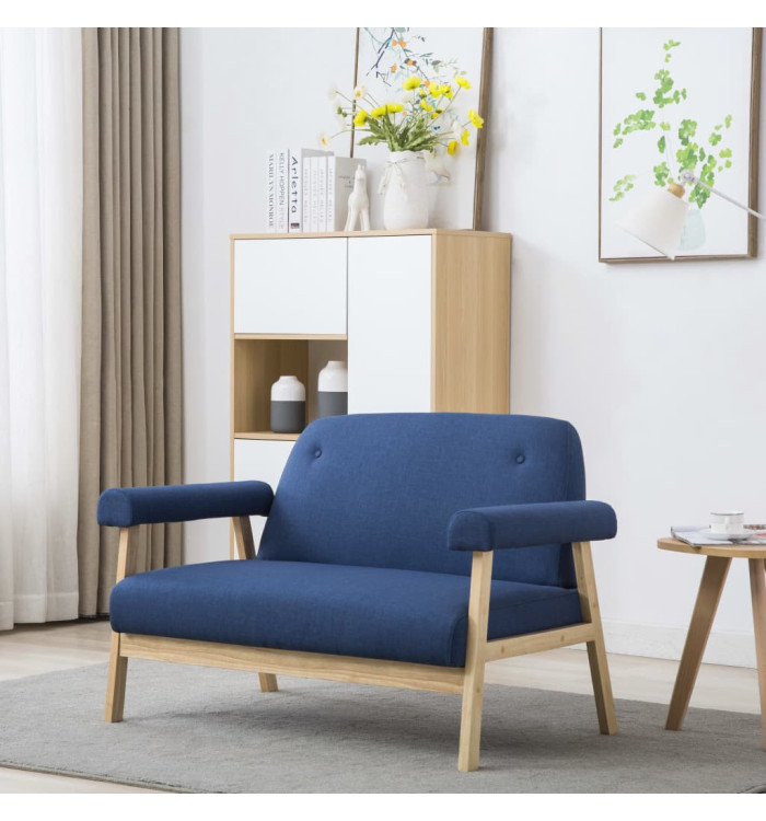 Canapé à 2 places Tissu Bleu | Mobilier & Déco