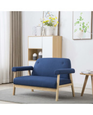 Canapé à 2 places Tissu Bleu | Mobilier & Déco