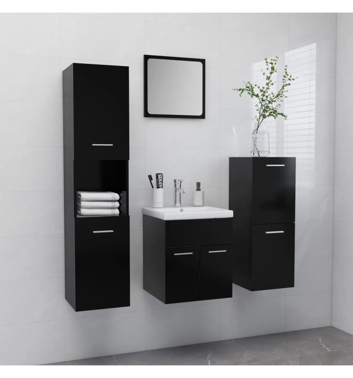 Ensemble de meubles de salle de bain Noir Aggloméré | Mobilier & Déco