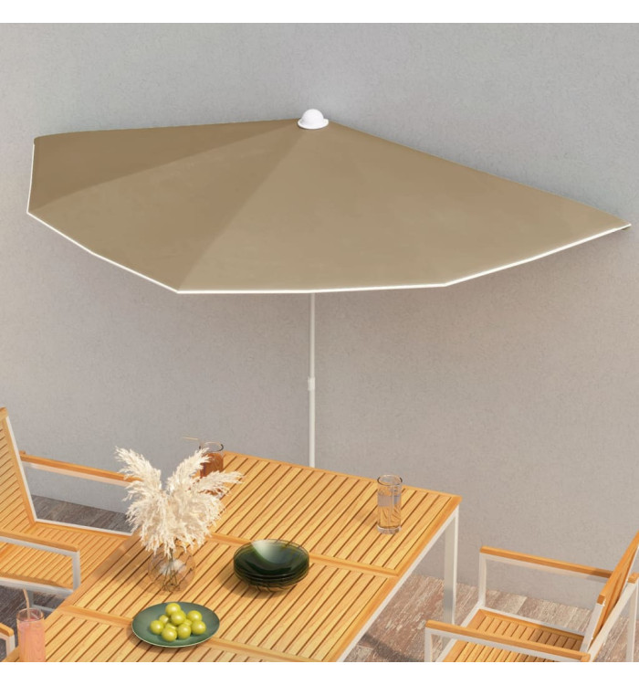 Demi-parasol de jardin avec mât 180x90 cm taupe | Mobilier & Déco