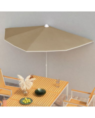 Demi-parasol de jardin avec mât 180x90 cm taupe | Mobilier & Déco
