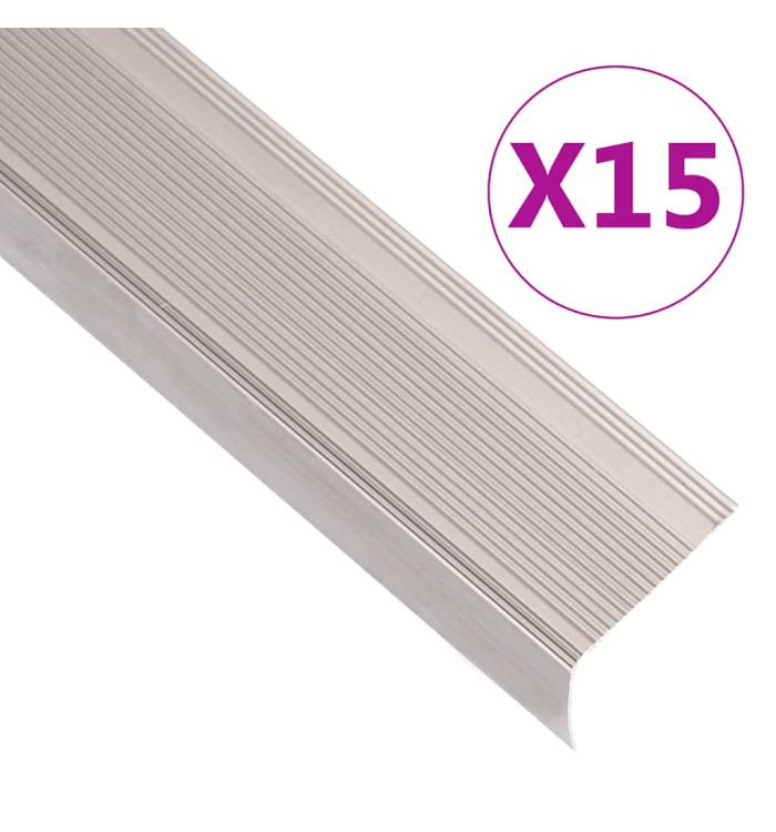 Nez de marche forme en L 15 pcs aluminium 100 cm champagne | Mobilier & Déco