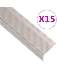 Nez de marche forme en L 15 pcs aluminium 100 cm champagne | Mobilier & Déco