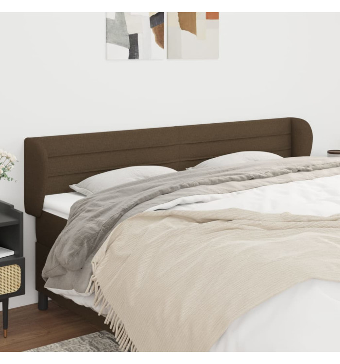 Tête de lit avec oreilles Marron foncé 183x23x78/88 cm Tissu | Mobilier & Déco