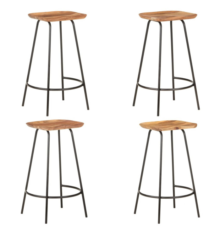 Tabourets de bar lot de 4 bois d'acacia solide | Mobilier & Déco
