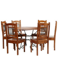 Ensemble de tables à manger 7 pcs bois d’acacia massif | Mobilier & Déco