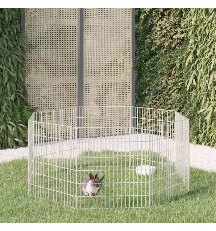 Enclos pour animaux en liberté 8 panneaux 54x60cm fer galvanisé | Mobilier & Déco