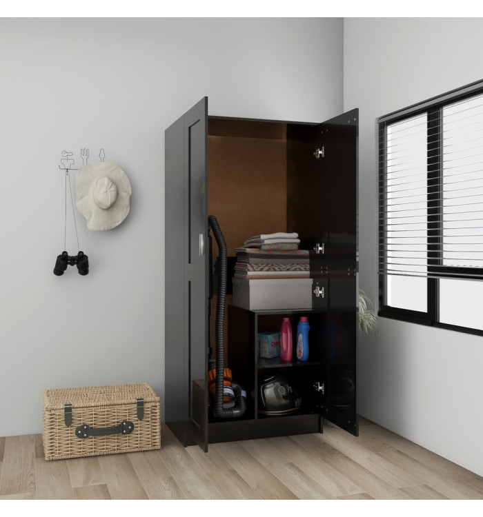 Garde-robe Noir brillant 82,5x51,5x180 cm Aggloméré | Mobilier & Déco