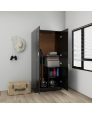 Garde-robe Noir brillant 82,5x51,5x180 cm Aggloméré | Mobilier & Déco