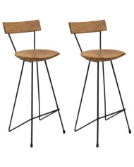 Tabourets de bar lot de 2 bois de teck massif | Mobilier & Déco