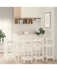 Ensemble de bar 9 pcs Blanc Bois de pin massif | Mobilier & Déco