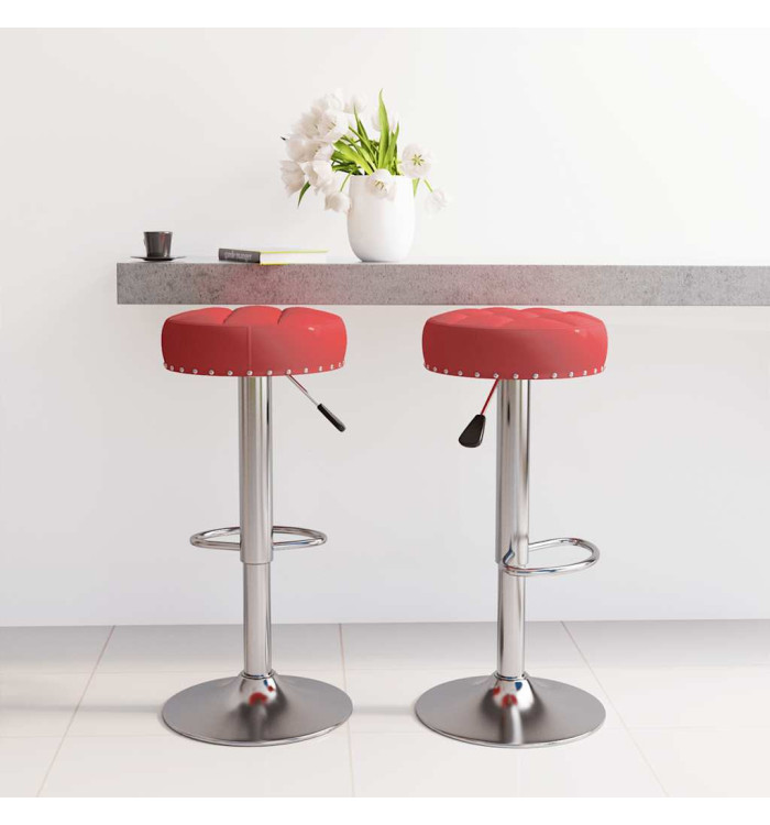 Tabourets de bar lot de 2 rouge bordeaux tissu | Mobilier & Déco