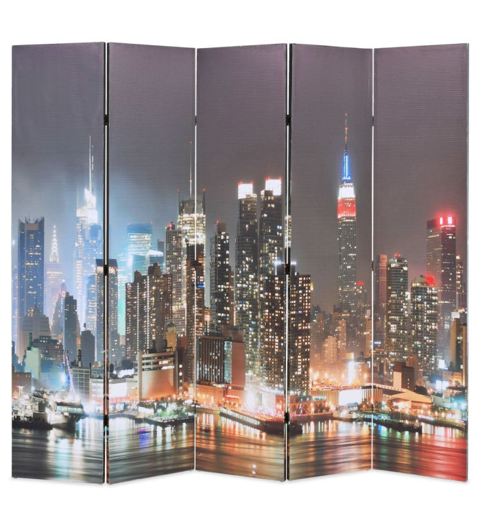Cloison de séparation pliable 200x170 cm New York la nuit | Mobilier & Déco
