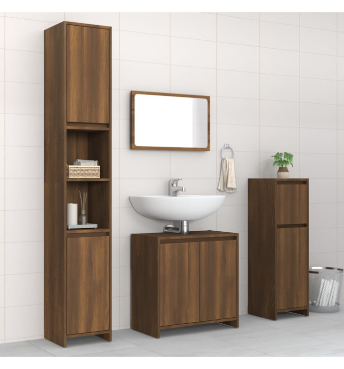 Ensemble de meubles de salle de bain 4 pcs Chêne marron | Mobilier & Déco