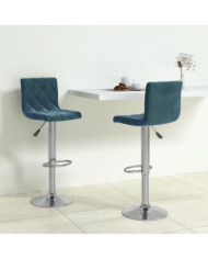 Tabourets de bar lot de 2 bleu velours | Mobilier & Déco