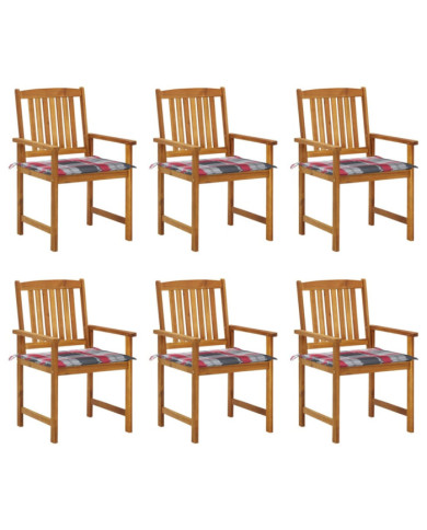 Chaises de jardin avec coussins lot de 6 Bois d'acacia massif | Mobilier & Déco
