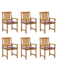 Chaises de jardin avec coussins lot de 6 Bois d'acacia massif | Mobilier & Déco