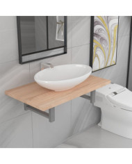 Meuble de salle de bain en deux pièces Céramique Chêne | Mobilier & Déco