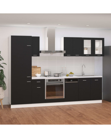 Ensemble de meubles de cuisine 8 pcs Noir Aggloméré | Mobilier & Déco