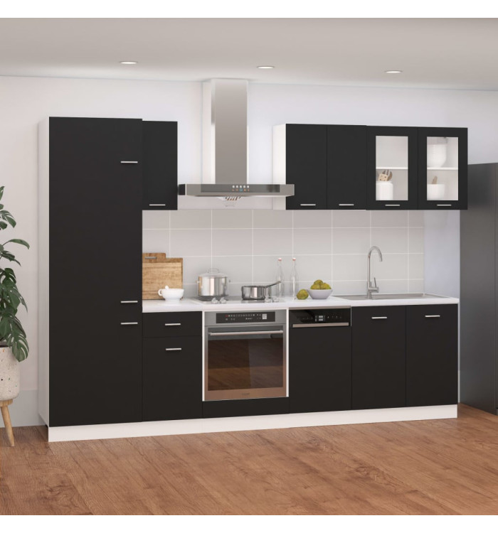 Ensemble de meubles de cuisine 8 pcs Noir Aggloméré | Mobilier & Déco
