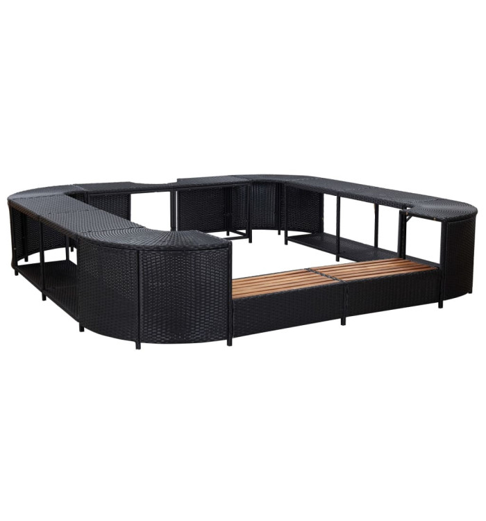 Cadre de spa carré Noir 268x268x55 cm Résine tressée | Mobilier & Déco