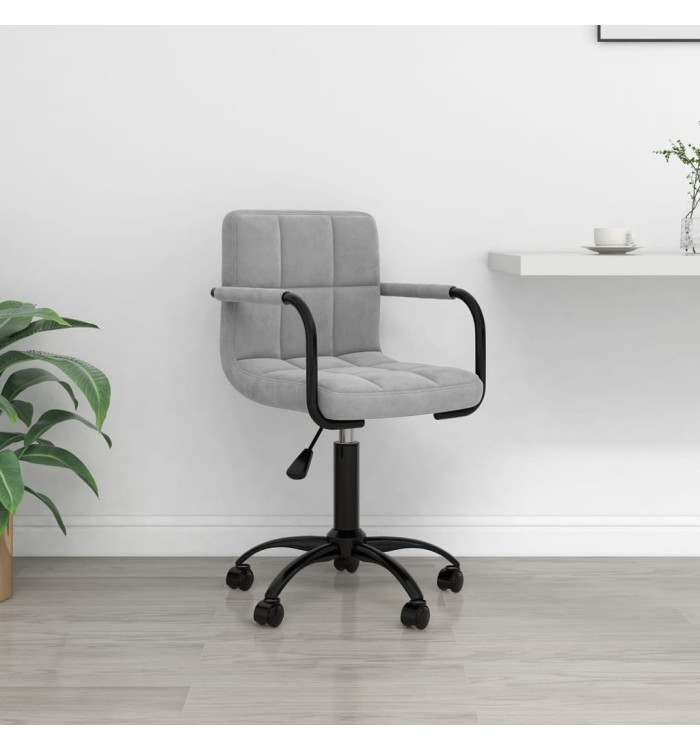 Chaise pivotante de bureau Gris clair Velours | Mobilier & Déco