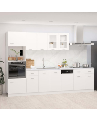 Ensemble de meubles de cuisine 7 pcs Blanc Aggloméré | Mobilier & Déco