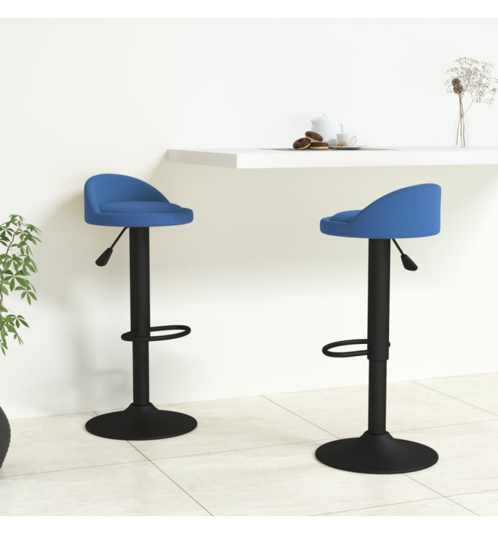 Tabourets de bar lot de 2 bleu velours | Mobilier & Déco