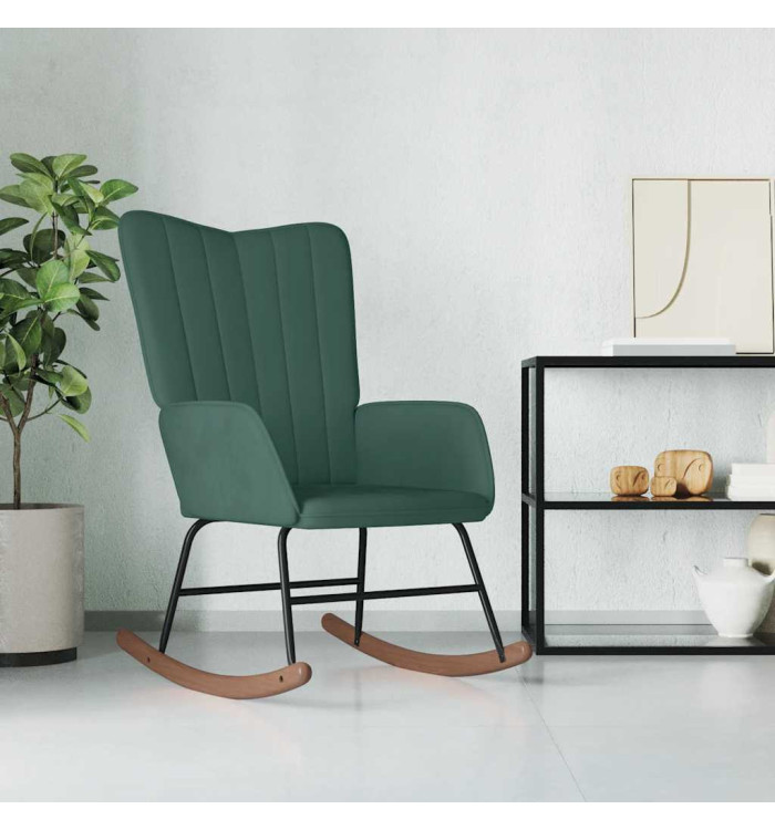 Chaise à bascule Vert foncé Velours | Mobilier & Déco