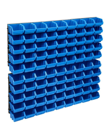 Kit de bacs de stockage et panneaux muraux 96 pcs Bleu et noir | Mobilier & Déco