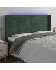 Tête de lit à LED Vert foncé 183x16x118/128 cm Velours | Mobilier & Déco