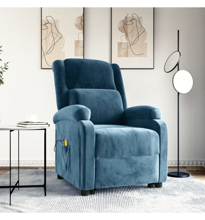 Fauteuil de massage Bleu Velours | Mobilier & Déco